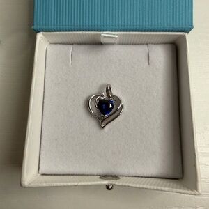 925 Sterling Silver Heart Pendant with Blue Gemstone